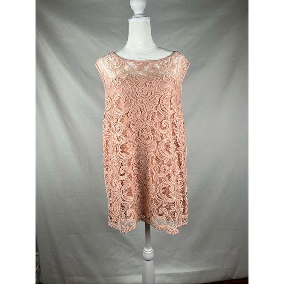 Adrianna Papell Women’s Pink Lace Overlay Career Tank Top XXL - Picture 2 of 10